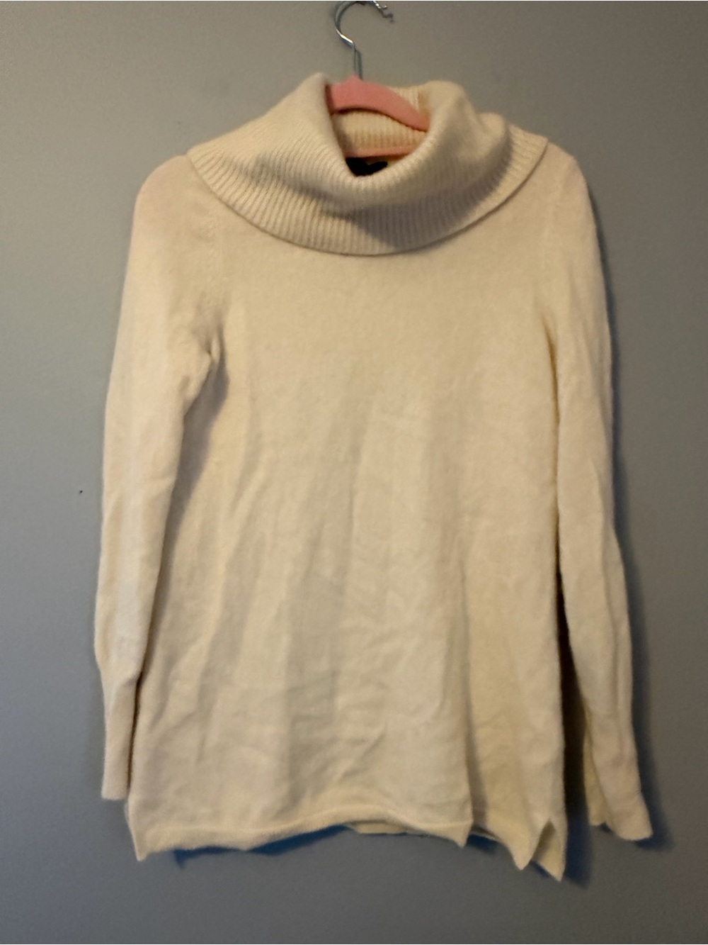 Talbots Petite 100% Cashmere Ivory Cowl Neck Sweater SP